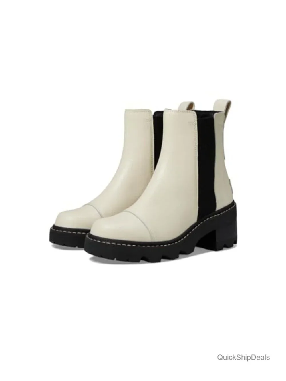 Women's Leather Chelsea Boot with Block Heel